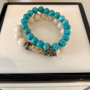 Elephant and Peace Sign Bead Bracelets